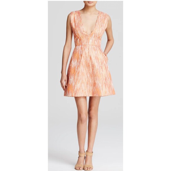 Alice + Olivia Dresses & Skirts - Alice + Olivia Pacey Coral Sunset Lantern Sleeveless A-line V Neck Dress 2